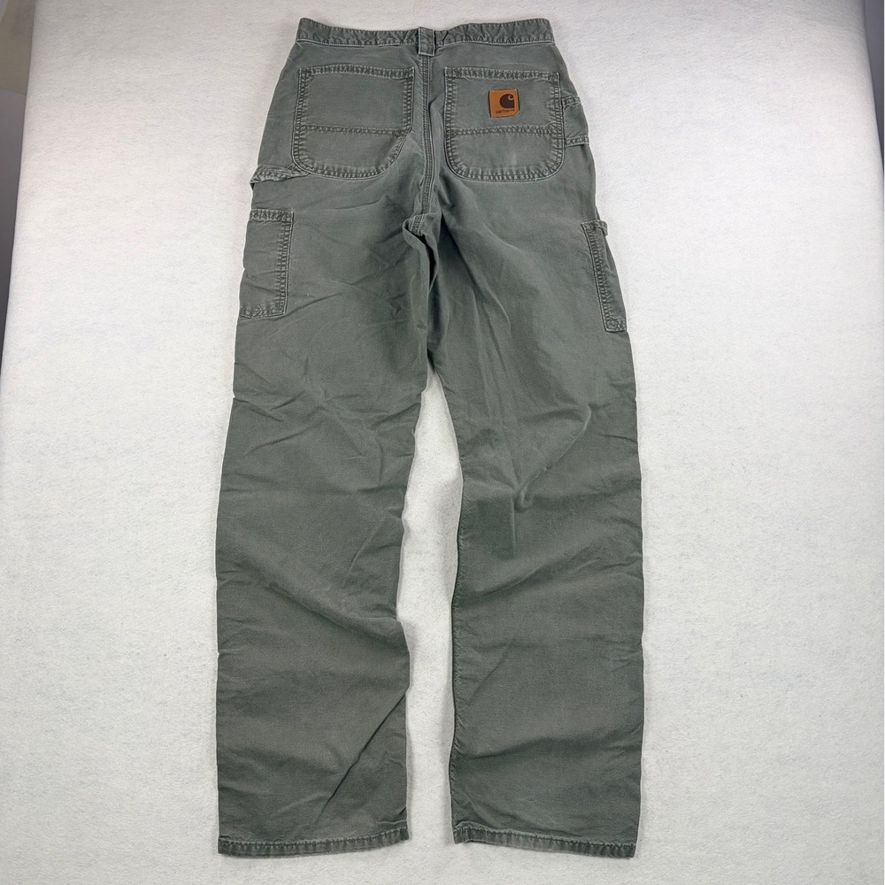 VTG 90s Carhartt Loose Fit Canvas Carpenter Pants Mens 32x34 Olive Green